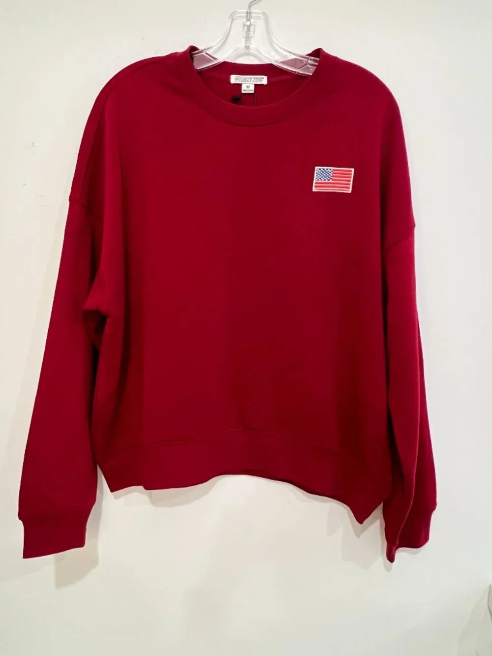 Mighty Fine American Flag sweatshirt Women Size M Red